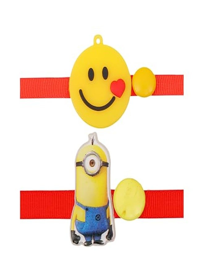 Vientiq Set of 2 Kids Rakhi Combo Minions and Smiley Rakhi with Roli Chawal Rakshabandhan for Brother's - Image 5